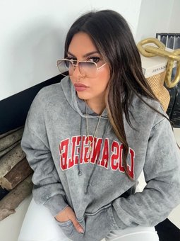 Gri Kapüşonlu Los Angeles Sweatshirt