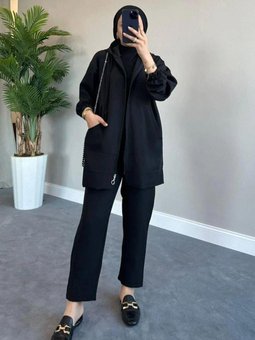 Fermuarlı Spor Takım Siyah