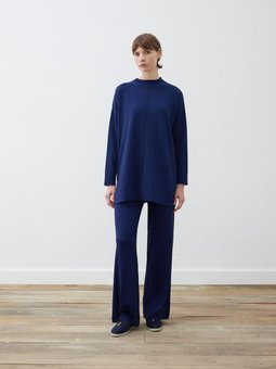 Voleta Merserize Triko Pantolonlu Takım Lacivert