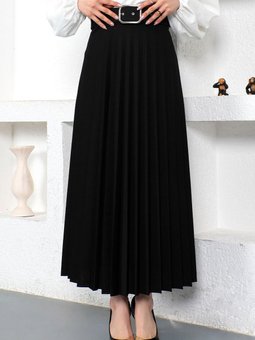 Kemerli Pileli Etek Tsd230113 Siyah