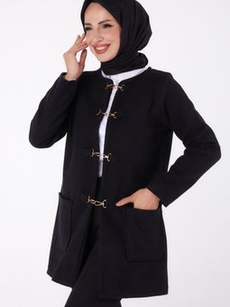 Düz Orta Siyah Kaşe Ceket 13292