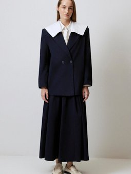 Denizci Yaka Gabardin Ceket