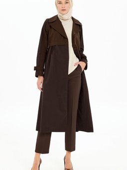 Paçası Yırtmaç Detaylı Pantolon Kahve