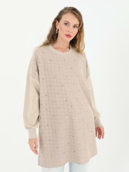 Tunik Önü Zımba Detay Puane 25k10579 Bej 1