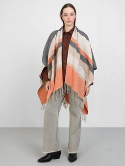 Desenli Akrilik Oranj Panço Bej