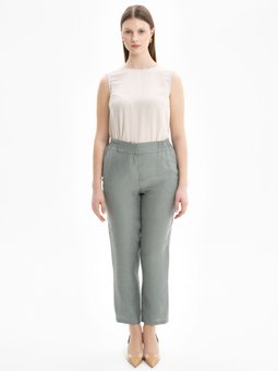 Arka Bel Lastikli Keten Pantolon