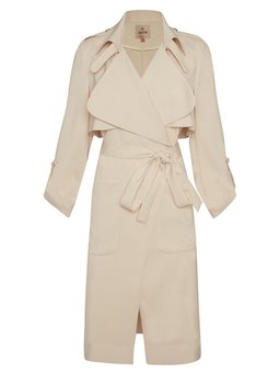 Dökümlü Yaka Cepli Trençkot