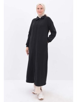 Kuplu Şömiziye Yakalı Ferace Siyah