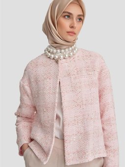 Pamuk Içerikli Tüvıt Ceket 24k5706 Pembe