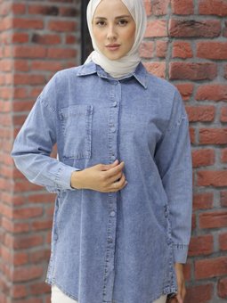 7046 Kot Gömlek Mavi