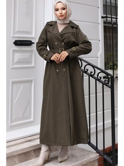 Kuşaklı Haki Trençkot