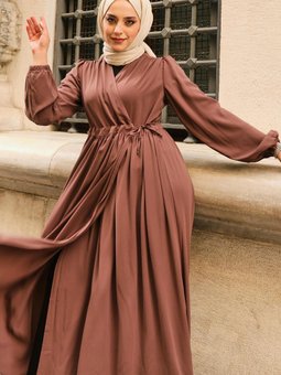 Giyçık Elbise Ferace Koyu Vizon