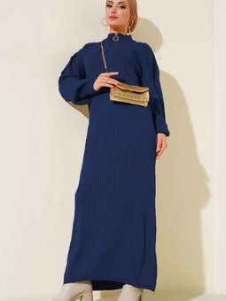 15900 Boydan Triko Elbise Lacivert