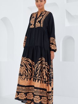 Siyah Vizon Viskon Elbise 2423