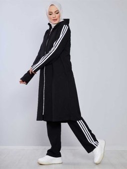 Önden Fermuarli Testtür Eşofman Takımı Trn1018 Siyah