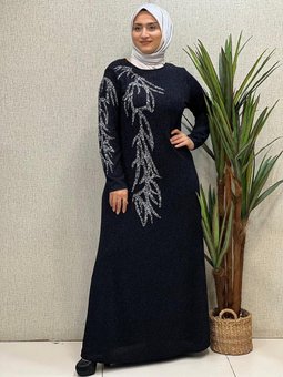 Likralı Taşlı Abiye Elbise