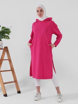 Kapüşonlu Sweatshirt Fuşya