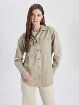 Relax Fit Gömlek Yaka Gabardin Uzun Kollu Tunik C1302ax24sp