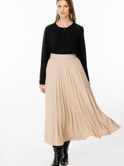 Bej Piliseli Uzun Etek