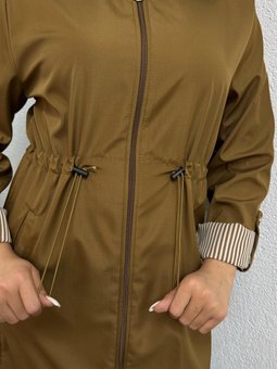 Vizon Bel Tünelli Çizgili Trençkot