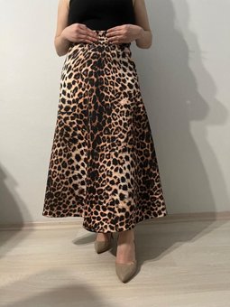 Leopar Desen Scuba Kumaş Puf Etek