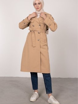 Yaka Parça Detaylı Trenç Vizon