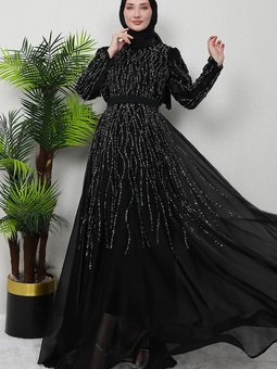 Sıla Taşlı Abiye Elbise Siyah