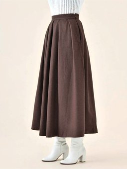 Pileli Fermuarlı Kaşe Etek