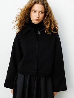 Andera Manşet Kol Siyah Kaşe Ceket