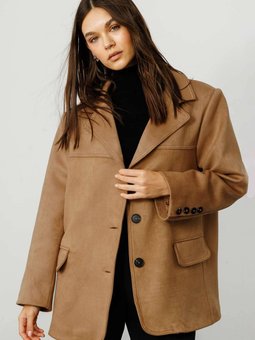 Cep Detaylı Camel Süet Ceket