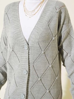 Kabartma Desenli Triko Hırka