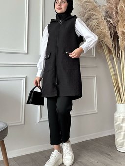 Cepli Kapitone Siyah Yelek