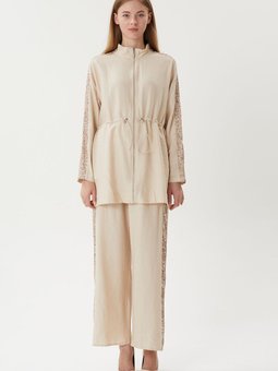 Şerit Detaylı Pamuklu Takım