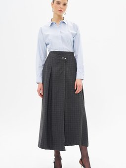 Füme Ekose Desenli Uzun Etek