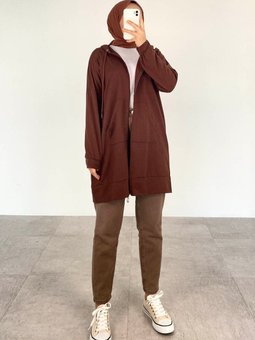 Cepli Fermuarlı Hırka Acı Kahve