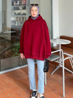 Kapüşonlu Salaş Sweatshirt Lacivert