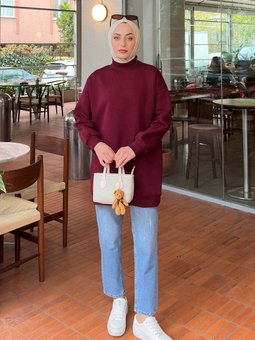 Üç İplikli Yarım Balıkçı Yakalı Basic Tunik