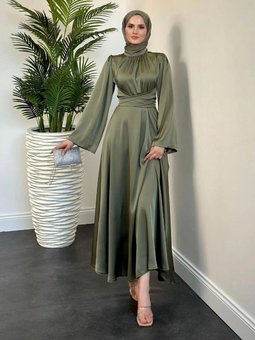 İspanyol Kol Saten Elbise