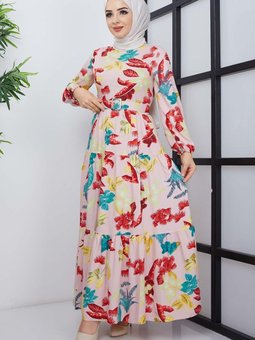 Pudra Mimoza Viskon Elbise