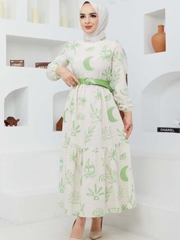 Yeşil Masal Keten Elbise