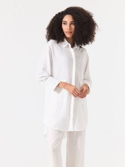 Gömlek Keten Görümlü Kumaş Oversize Uzun Tunik Tarzında