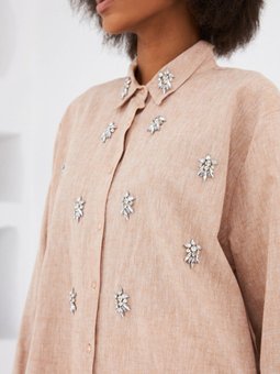 Gömlek Önü Ve Yakacu Elişlemeli Taş Ovursize Kalıp