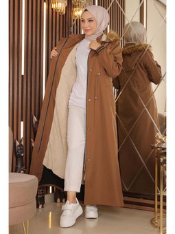 Taba Kapüşonlu Ribanalı Mont