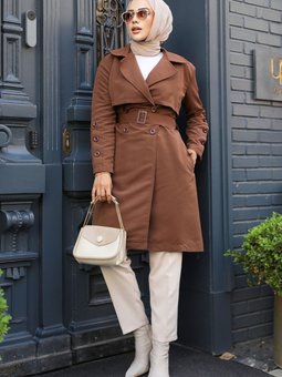 Kemerli Kahverengi Trençkot 61171kh