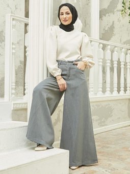 Denim Pantolon Etek Gri