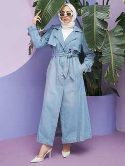 Denim Trençkot Mavi