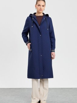 İnce Kapitone Ribanalı Kap Lacivert