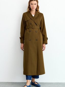 Kruvaze Trençkot Haki