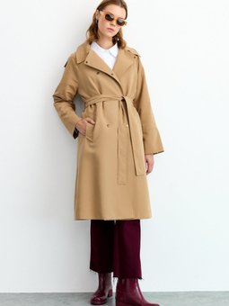 Kuşaklı Trençkot Camel