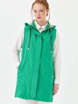 Seyyar Kapüşonlu Yelek Benetton Yeşili